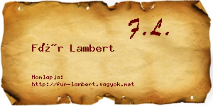 Für Lambert névjegykártya